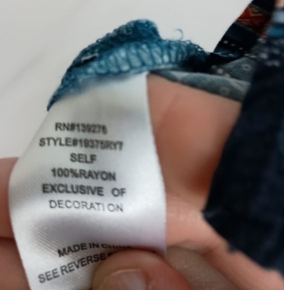 DANIEL RAINN Bohemian Floral Teal,Orange Sleeveless Western Flowy Top - (#185) - Picture 9 of 9